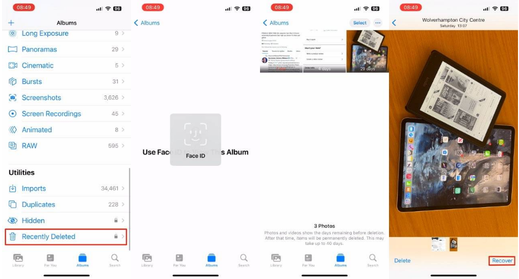 南岸苹果14维修分享 iPhone14 上恢复已删除的照片 