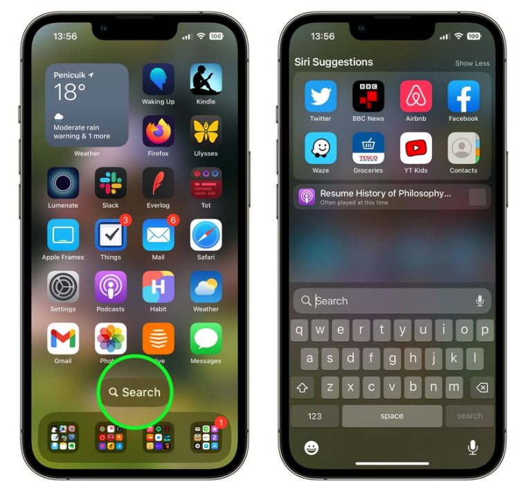 南岸苹果手机维修分享升级到 iOS 16 后，如何删除主屏幕上的搜索按钮 
