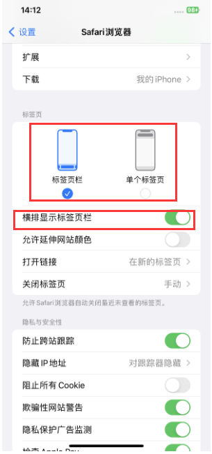 南岸苹果手机维修分享Safari浏览器如何切换标签栏位置 